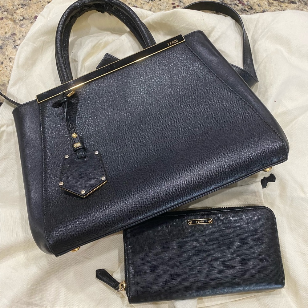 Fendi Black Petite 2Jours 2way Tote (matching wallet listed separately)